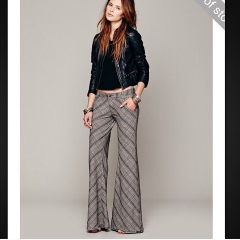 Free people flare plaid pants